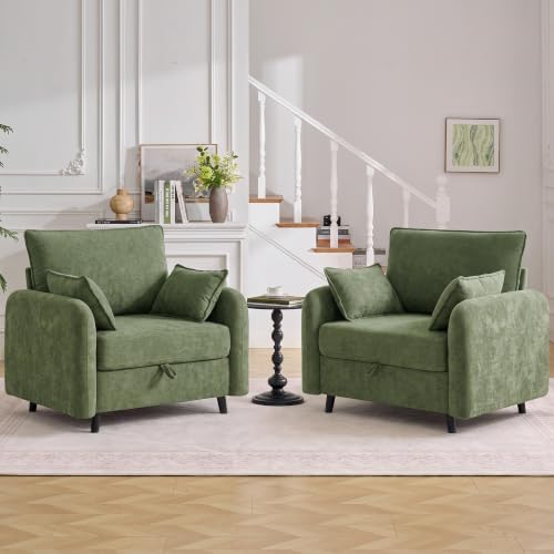 41" Oversized Accent Chair with Storage, Single Sofa for Living Room Beige | Modern Accent Chairs with Storage, Deep Seat Armchair Upholstered Comfy Reading Chair for Living Room, Bedroom, Chenille