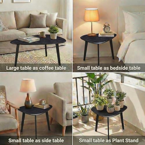 Nesting Coffee Table Set of 2-Mid Century Modern Coffee Table | Guitar Pick Stacking Tables with Solid Wood Legs,Small Coffee Tables for Small spaces,Living Room,Balcony
