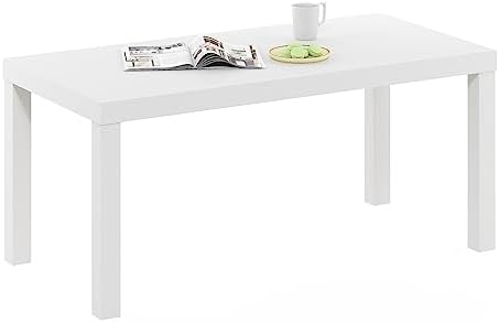 Furinno CLASSIC Coffee Table, Modern Rectangle Printer Stand, Black | 1.8" Triple Thick Tabletop, Toolless Assembly, Side Table, for Living Room, Home Office