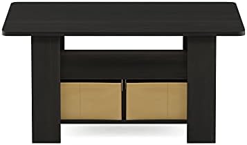 Furinno Coffee Table with Bins, Espresso/Brown
