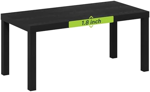 Furinno CLASSIC Coffee Table, Modern Rectangle Printer Stand, Black | 1.8" Triple Thick Tabletop, Toolless Assembly, Side Table, for Living Room, Home Office