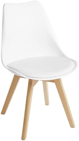 Dining Chairs Set of 4, Modern Upholstered Dining Room Chairs with PU Leather Padded Seat, Armless Kitchen Chairs with Curved Backrest and Solid Wood Legs for Dining Room, Kitchen, Apartment, Black