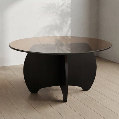 Modern Round Coffee Table — Tempered Glass Top for Small Spaces | Ashnook