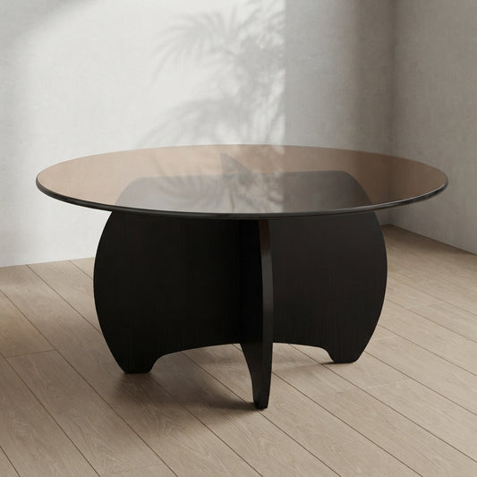 Modern Round Coffee Table — Tempered Glass Top for Small Spaces | Ashnook