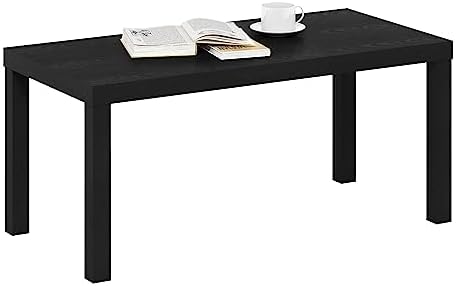 Furinno CLASSIC Coffee Table, Modern Rectangle Printer Stand, Black | 1.8" Triple Thick Tabletop, Toolless Assembly, Side Table, for Living Room, Home Office