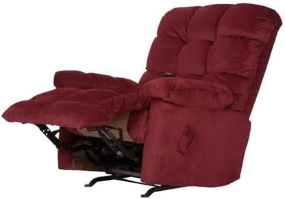 Catnapper Batts Chaise Rocker Recliner with Deluxe Heat & Massage in Red Polyester Fabric