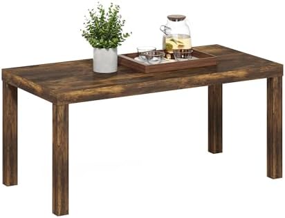 Furinno CLASSIC Coffee Table, Modern Rectangle Printer Stand, Black | 1.8" Triple Thick Tabletop, Toolless Assembly, Side Table, for Living Room, Home Office