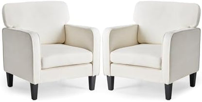 DUMOS Dark Grey Modern Accent Chairs for Living Room, Corner Chairs for Adults, Reading Armchair with Armrest and Backrest, Comfy Lounge Seating for Bedroom Reception Waiting Room — Beige / 1 Pcs (2)