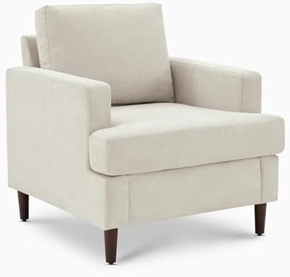 Weture Mid-Century Accent Chair,Modern Linen Fabric Armchair for Living Room,Comfy Upholstered Reading Accent Chairs for Bedroom,Single Sofa Chair with Wood Legs (Beige, 1 Pack) — Beige / 1 Pack (8)