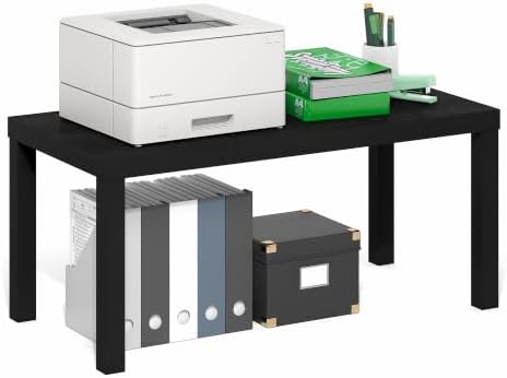 Furinno CLASSIC Coffee Table, Modern Rectangle Printer Stand, Black | 1.8" Triple Thick Tabletop, Toolless Assembly, Side Table, for Living Room, Home Office