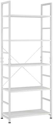 NUMENN 5 Tier Bookshelf, Tall Bookcase Shelf Storage Organizer, Modern Book Shelf for Bedroom, Living Room and Home Office, Vintage — 5 Tier / White (2)