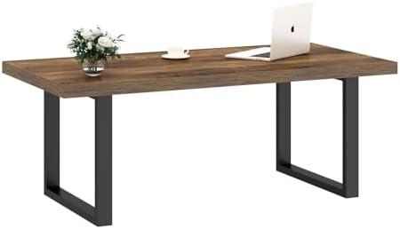 IBF Rustic Coffee Table, Industrial Simple Wooden Living Room Table, Modern Minimalist Farmhouse Rectangle Center Table, Wood and Metal Vintage Tea Coffee Table for Home Bedroom, Rustic Brown, 39 Inch — Rustic Oak / 39 inch (2)