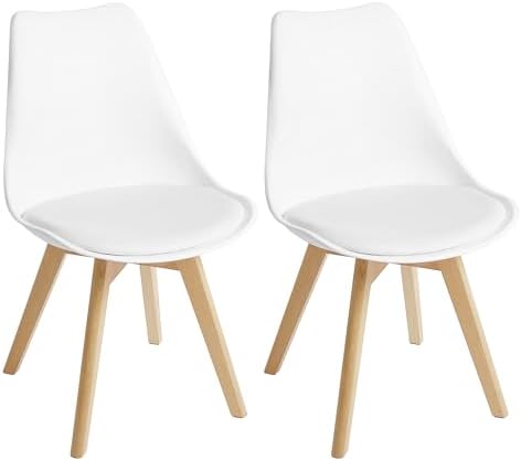 Dining Chairs Set of 4, Modern Upholstered Dining Room Chairs with PU Leather Padded Seat, Armless Kitchen Chairs with Curved Backrest and Solid Wood Legs for Dining Room, Kitchen, Apartment, Black