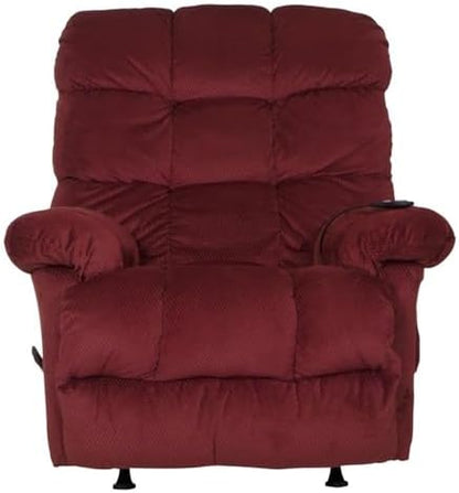 Catnapper Batts Chaise Rocker Recliner with Deluxe Heat & Massage in Red Polyester Fabric