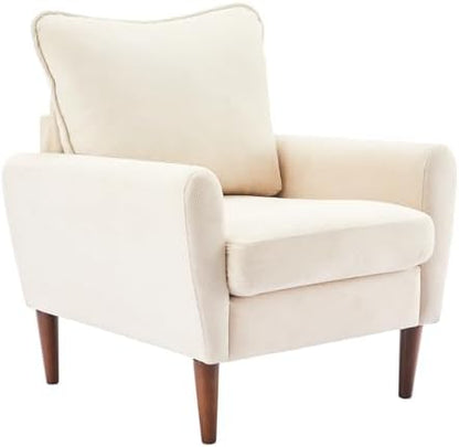 OLIXIS Comfy Accent Chair for Living Room Bedroom and Waiting Room, Upholstered Mid-Century Reading Chair with Pillow and Solid Wood Legs, Wide Singe Modern Lounge Sofa, Gray — Taupe / 1 (2)