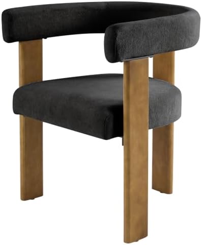 VIRRMO Boucle Dining Chair Set of 4 Corduroy Upholstered Dining Room Chairs Kitchen Chairs with Metal Legs Mid Century Modern Chair for Dining Room, Kitchen (Cream, 4) — Wood-black / 2 (2)