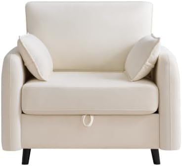 41" Oversized Accent Chair with Storage, Single Sofa for Living Room Beige | Modern Accent Chairs with Storage, Deep Seat Armchair Upholstered Comfy Reading Chair for Living Room, Bedroom, Chenille — Beige / 1PC Chair (9)