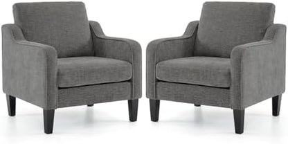 VINGLI Accent Chair for Living Room Chairs Light Brown Reading Chair for Bedroom Scooped Arm Chair Mid Century Modern Accent Chairs Upholstered Comfy Chair for Apartment, Waiting Room — 1 / Light Grey Chenille (2)