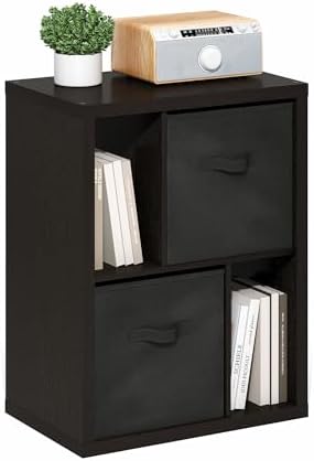 Furinno CLASSIC Coffee Table, Modern Rectangle Printer Stand, Black | 1.8" Triple Thick Tabletop, Toolless Assembly, Side Table, for Living Room, Home Office
