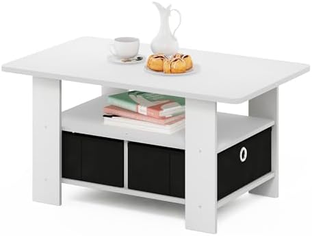 Furinno Coffee Table with Bins, Espresso/Brown