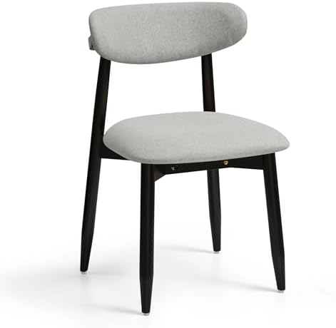 CHUN YI Dining Chairs Set of 4, Upholstered Wooden Dining Room Chairs, Mid Century Modern Fabric Kitchen Chair with Ergonomic Curved Backrest, Beige (Only Chairs) — Grey / Set of 2 (2)