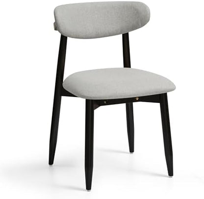 CHUN YI Dining Chairs Set of 4, Upholstered Wooden Dining Room Chairs, Mid Century Modern Fabric Kitchen Chair with Ergonomic Curved Backrest, Beige (Only Chairs) — Grey / Set of 2 (2)