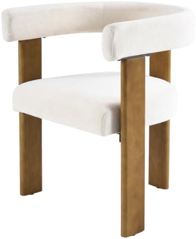 VIRRMO Boucle Dining Chair Set of 4 Corduroy Upholstered Dining Room Chairs Kitchen Chairs with Metal Legs Mid Century Modern Chair for Dining Room, Kitchen (Cream, 4) — Wood-cream / 2 (2)