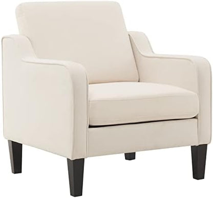 VINGLI Accent Chair for Living Room Chairs Light Brown Reading Chair for Bedroom Scooped Arm Chair Mid Century Modern Accent Chairs Upholstered Comfy Chair for Apartment, Waiting Room — 1 / Beige (2)