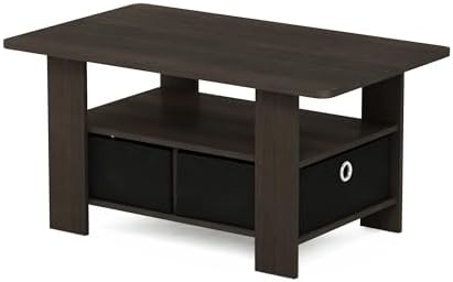 Furinno Coffee Table with Bins, Espresso/Brown