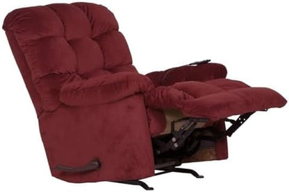 Catnapper Batts Chaise Rocker Recliner with Deluxe Heat & Massage in Red Polyester Fabric