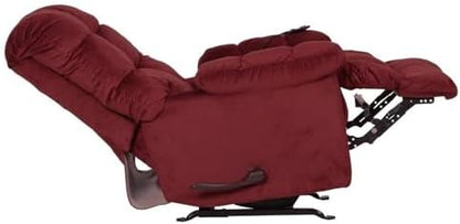 Catnapper Batts Chaise Rocker Recliner with Deluxe Heat & Massage in Red Polyester Fabric