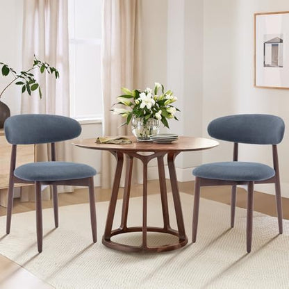 COLAMY Wooden Dining Chairs Set of 4, Modern Fabric Upholstered Kitchen Side Chairs, Farmhouse Dining Room Chair with Foot Pegs, Beige