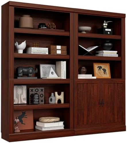 Unikito Bookshelf, 5 Tier Book Shelf, 71 Inch Tall Bookcase with Adjustable Shelves, Open Storage Book Case Organizer, Freestanding Display Shelf Stand for Living Room, Home Office, Bedroom, Cherry