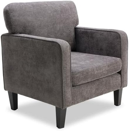 DUMOS Dark Grey Modern Accent Chairs for Living Room, Corner Chairs for Adults, Reading Armchair with Armrest and Backrest, Comfy Lounge Seating for Bedroom Reception Waiting Room — Grey / 1 Pcs (8)