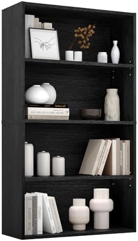 Sweetcrispy 5 Shelf Bookcase Open Display Bookshelf Storage Organizer | 53 Inches Tall Book Shelf Floor Standing Corner Unit, Living Room, Home Office, Kitchen, Bedroom, Rustic Brown Wood
