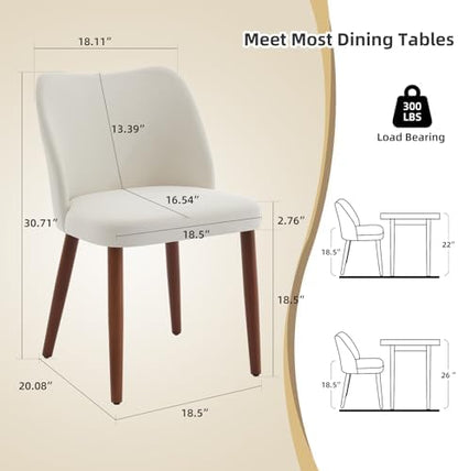 GarveeHome Wooden Dining Chair Set of 4 Upholstered Fabric Dining Chair | Modern Kitchen Chairs with Curved Backrest Leveling Feet for Dining Room, Living Room, , No tool assembly, No Wobble, White