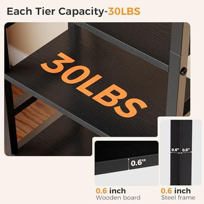 DUMOS 5-Tier Bookshelf, Modern Tall Bookcase Book Shelf | Open Storage Display Shelf for Living Room, Bedroom, Home Office, Narrow Standing Shelving Unit for Books, CDs, Décor Black