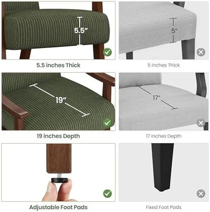 Yaheetech Corduroy Accent Chair, Mid-Century Modern Armchair with Solid Wood Legs, Reading Leisure Chair with High Back for Living Room Bedroom Waiting Room Dark Green