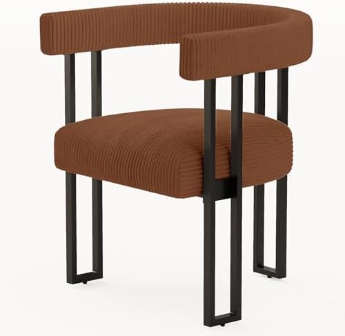 VIRRMO Boucle Dining Chair Set of 4 Corduroy Upholstered Dining Room Chairs Kitchen Chairs with Metal Legs Mid Century Modern Chair for Dining Room, Kitchen (Cream, 4) — Coffee / 2 (2)