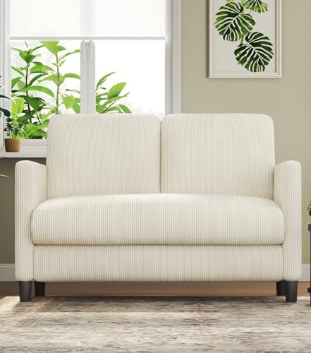 Welzona Sofa Accent Chair, 33" Reading Chair for Bedroom, Tool-Free Setup Living Room Accent Chairs, Comfy Arm Chairs Living Room, All-Wood Reading Nook, Beige — Cord Beige / cloud loveseat (2)