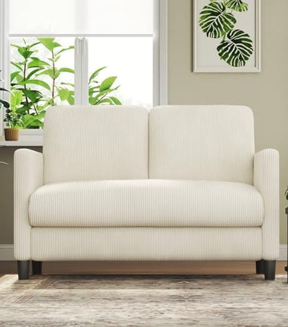 Welzona Sofa Accent Chair, 33" Reading Chair for Bedroom, Tool-Free Setup Living Room Accent Chairs, Comfy Arm Chairs Living Room, All-Wood Reading Nook, Beige — Cord Beige / cloud loveseat (2)