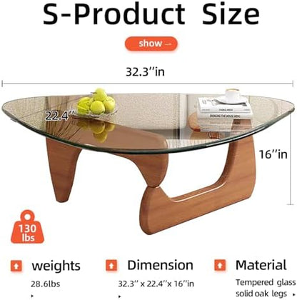 Modern Glass Coffee Table, Mid Century Small Coffee Table, Coffee Table for Living Room,Suitable for Bedroom Living Room Reception Office Tables (Walnut/Transparent, Small)