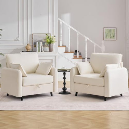 41" Oversized Accent Chair with Storage, Single Sofa for Living Room Beige | Modern Accent Chairs with Storage, Deep Seat Armchair Upholstered Comfy Reading Chair for Living Room, Bedroom, Chenille
