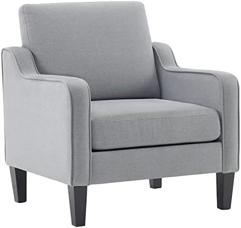 VINGLI Accent Chair for Living Room Chairs Light Brown Reading Chair for Bedroom Scooped Arm Chair Mid Century Modern Accent Chairs Upholstered Comfy Chair for Apartment, Waiting Room — 1 / Light Grey (2)