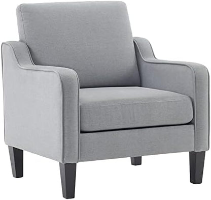 VINGLI Modern Accent Chairs Set of 2, Beige Living Room Chairs Comfy Armchair for Bedroom, Upholstered Sofa Chair Reading Chair for Small Spaces, Apartment, Waiting Room — 1 / Light Grey (2)