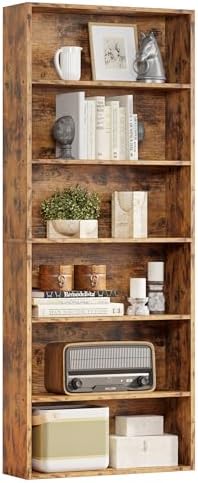 IRONCK Bookshelves and Bookcases Floor Standing 6 Tiers Display Storage Shelves 70 in Tall Bookcase Home Decor Furniture for Home Office, Living Room, Bed Room — Vintage Brown (2)
