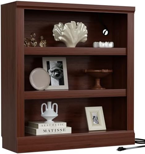 Unikito Bookshelf, 5 Tier Book Shelf, 71 Inch Tall Bookcase with Adjustable Shelves, Open Storage Book Case Organizer, Freestanding Display Shelf Stand for Living Room, Home Office, Bedroom, Cherry