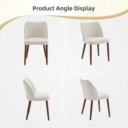 GarveeHome Wooden Dining Chair Set of 4 Upholstered Fabric Dining Chair | Modern Kitchen Chairs with Curved Backrest Leveling Feet for Dining Room, Living Room, , No tool assembly, No Wobble, White
