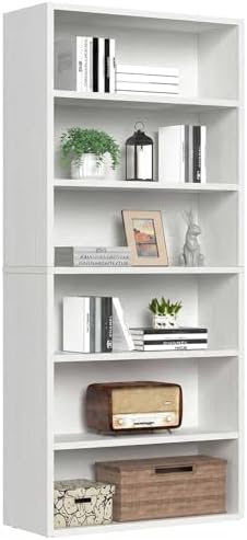 Sweetcrispy 5 Shelf Bookcase Open Display Bookshelf Storage Organizer | 53 Inches Tall Book Shelf Floor Standing Corner Unit, Living Room, Home Office, Kitchen, Bedroom, Rustic Brown Wood — White / 3 Shelf (2)
