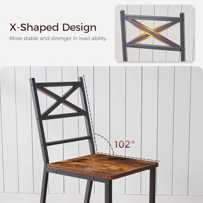 MAHANCRIS Dining Chair Set of 2, Rustic Wooden Kitchen Chairs with Backrest, Farmhouse Dining Chairs for Kitchen, Industrial Style Chair with Metal Frame, Easy Assembly, Rustic Brown TBHR1001